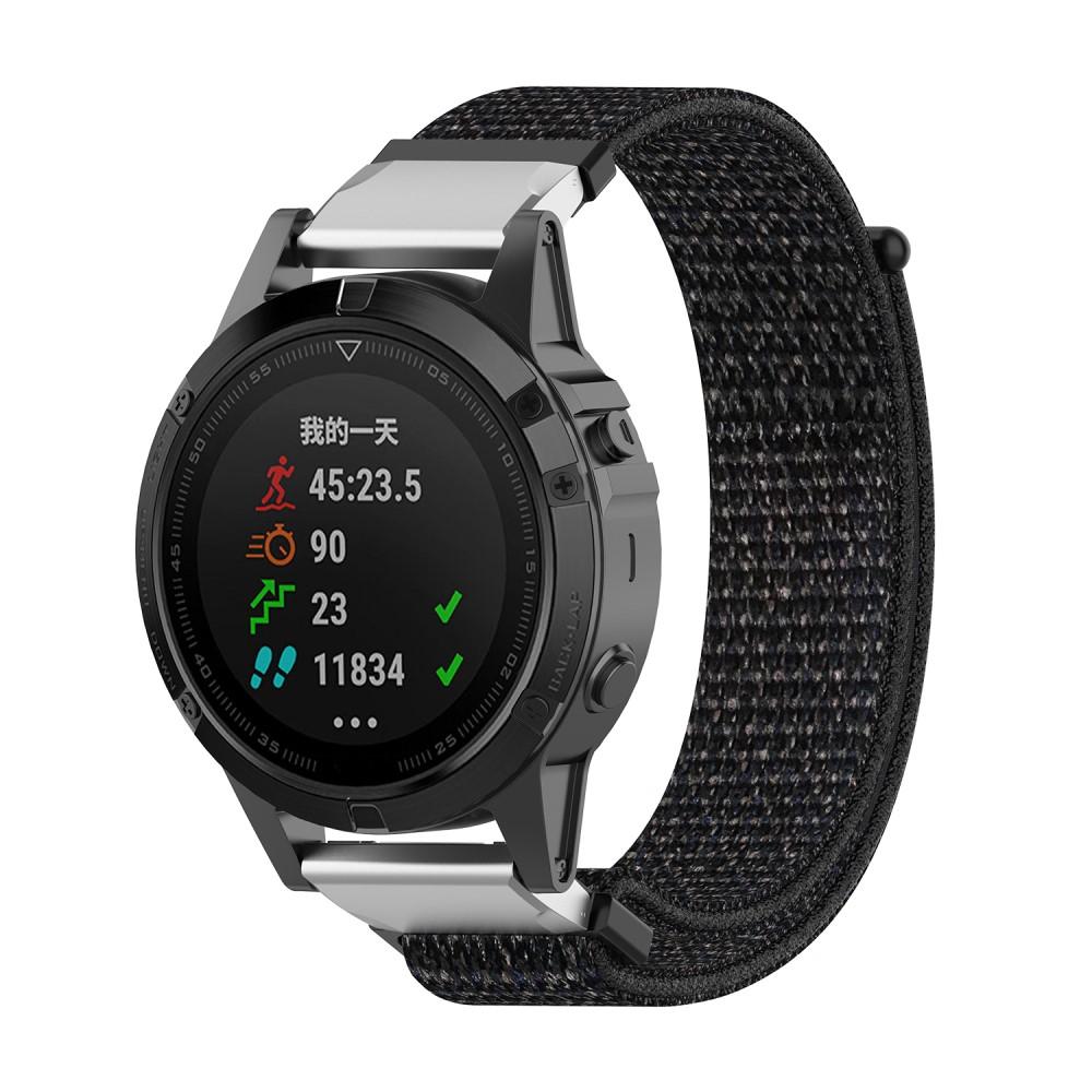 Cinturino in nylon Garmin Fenix 5/5 Plus/6/6 Pro/7 nero/d'argento