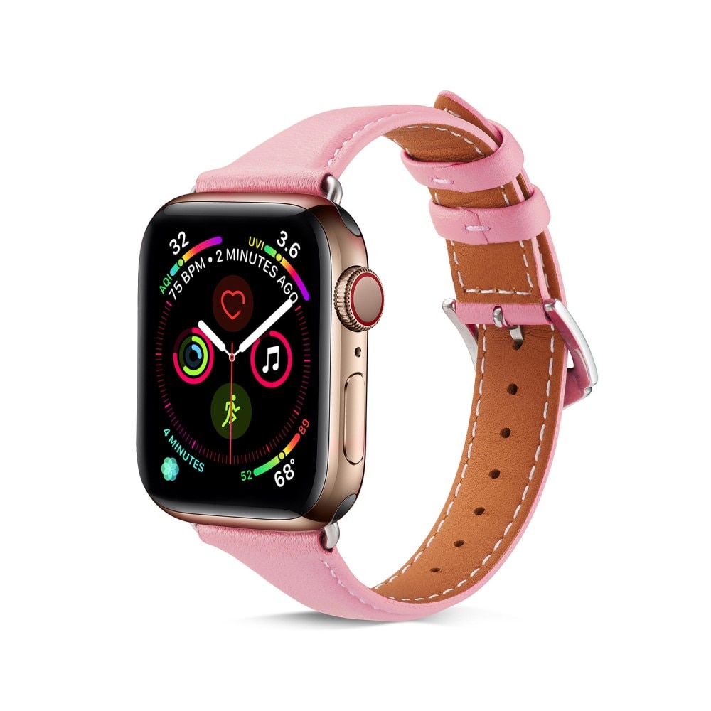 Cinturino sottile in pelle Apple Watch 45mm Series 7 rosa