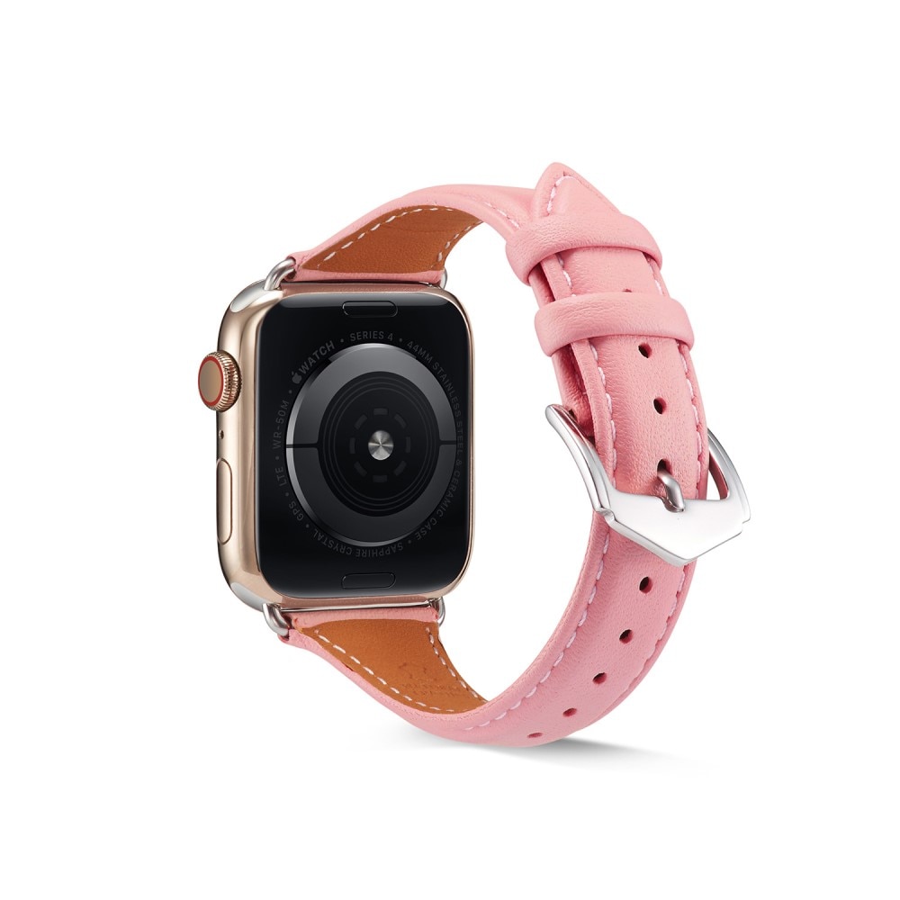 Cinturino sottile in pelle Apple Watch 45mm Series 7 rosa
