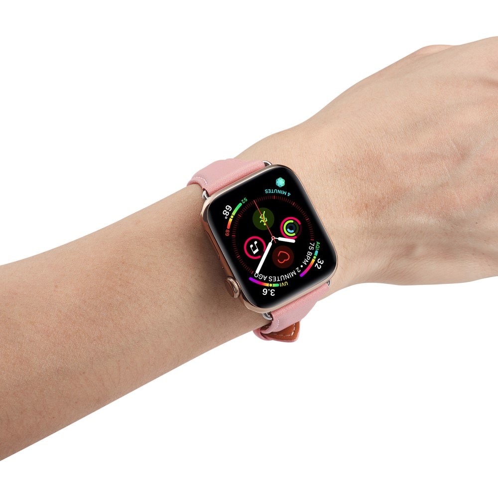 Cinturino sottile in pelle Apple Watch 45mm Series 8 Rosa