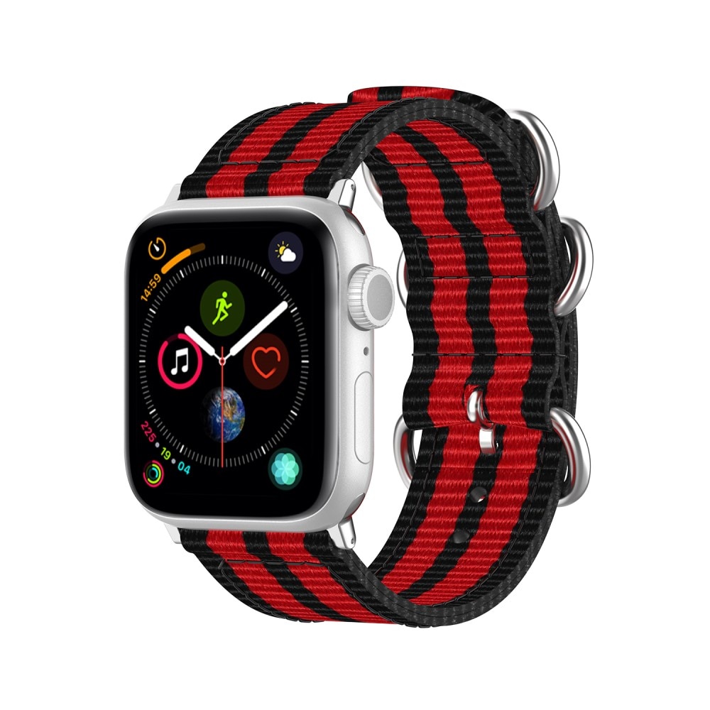 Cinturino in tessuto militare Apple Watch 42mm nero/rosso