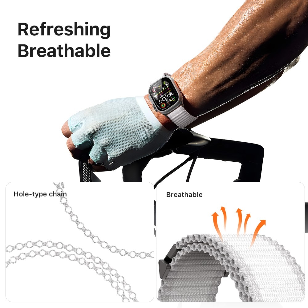 Cinturino in Active Nylon Apple Watch Series 10 46mm Bianco