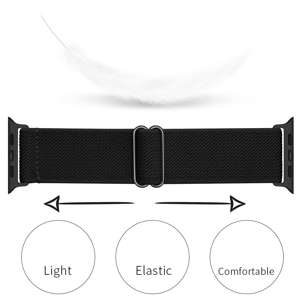 Cinturino in nylon elasticizzato Apple Watch Series 8 45mm, Nero