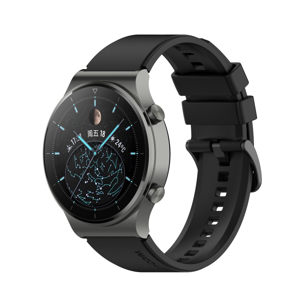 Cinturino in silicone per Huawei Watch GT 2 46mm, nero