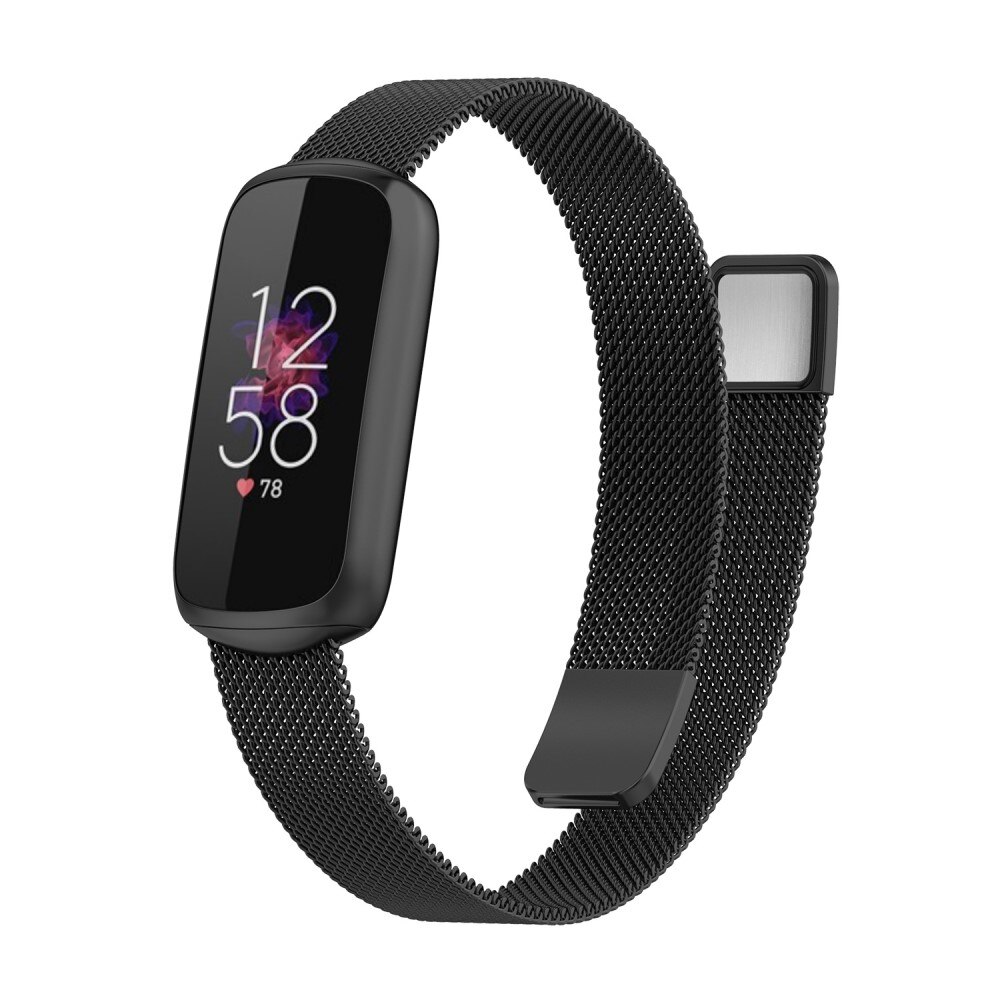 Cinturino in maglia milanese per Fitbit Luxe, nero