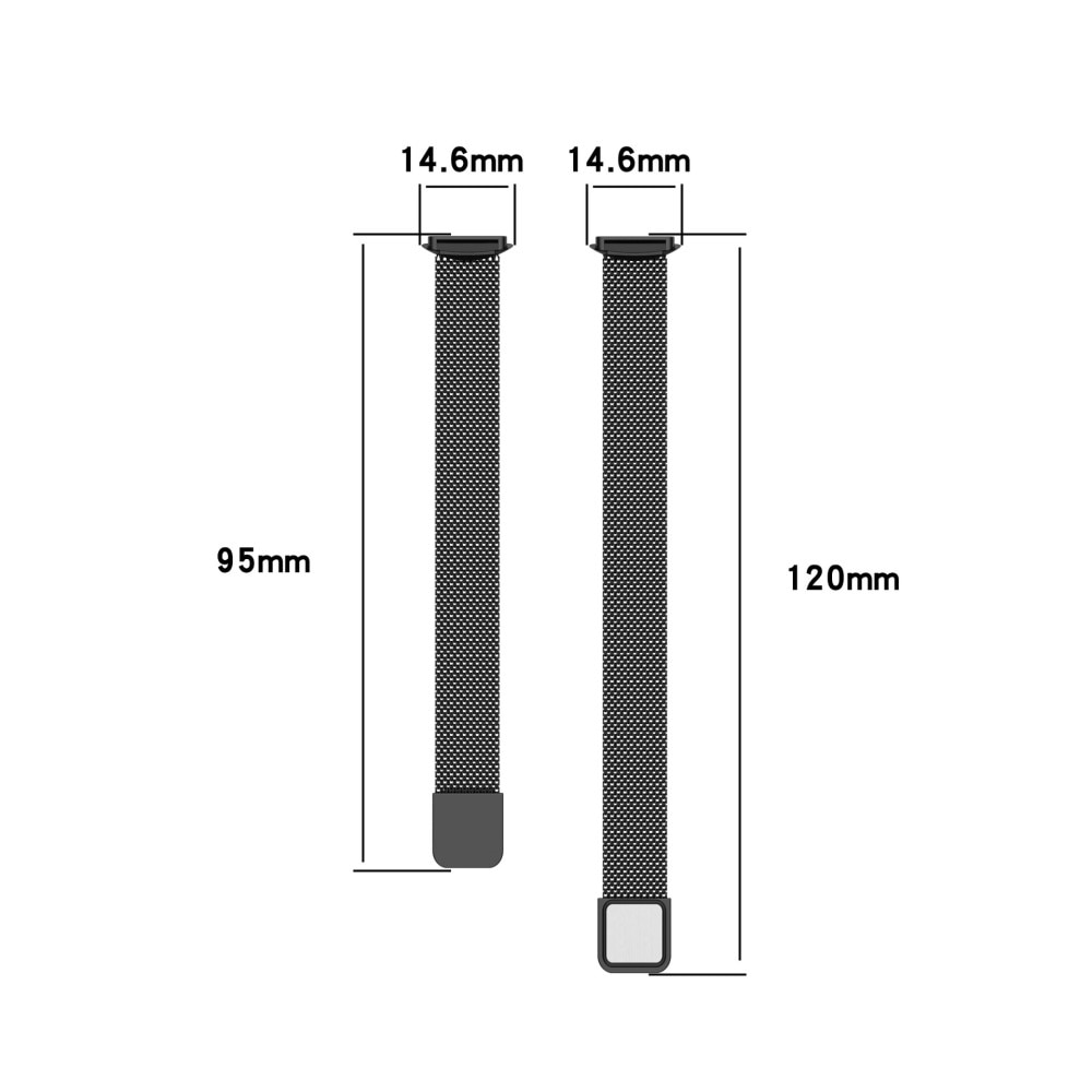 Cinturino in maglia milanese per Fitbit Luxe, Nero