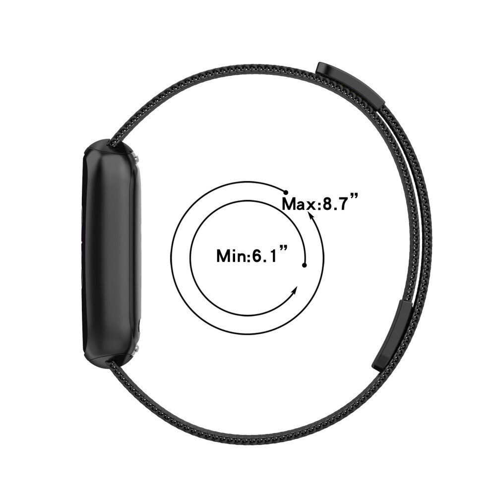 Cinturino in maglia milanese per Fitbit Luxe, Nero