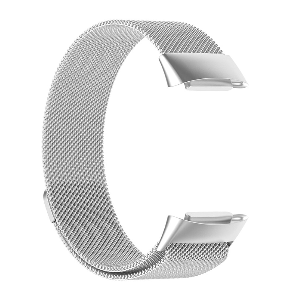 Cinturino in maglia milanese per Fitbit Charge 6, d'argento