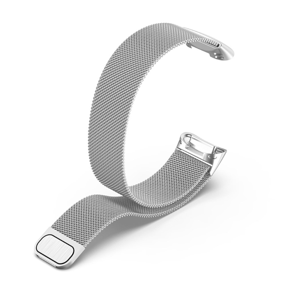 Cinturino in maglia milanese per Fitbit Charge 6, d'argento