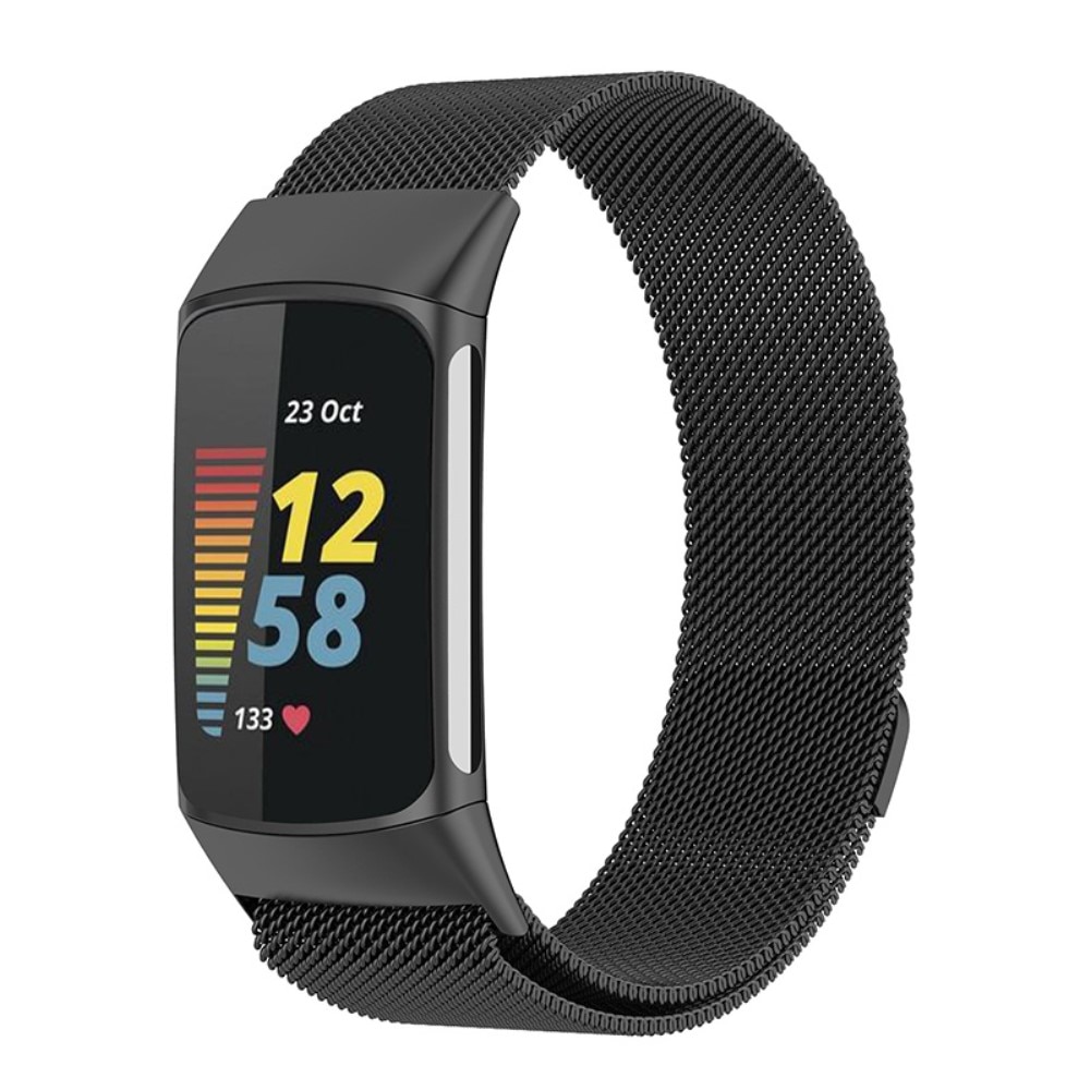 Cinturino in maglia milanese per Fitbit Charge 6, nero