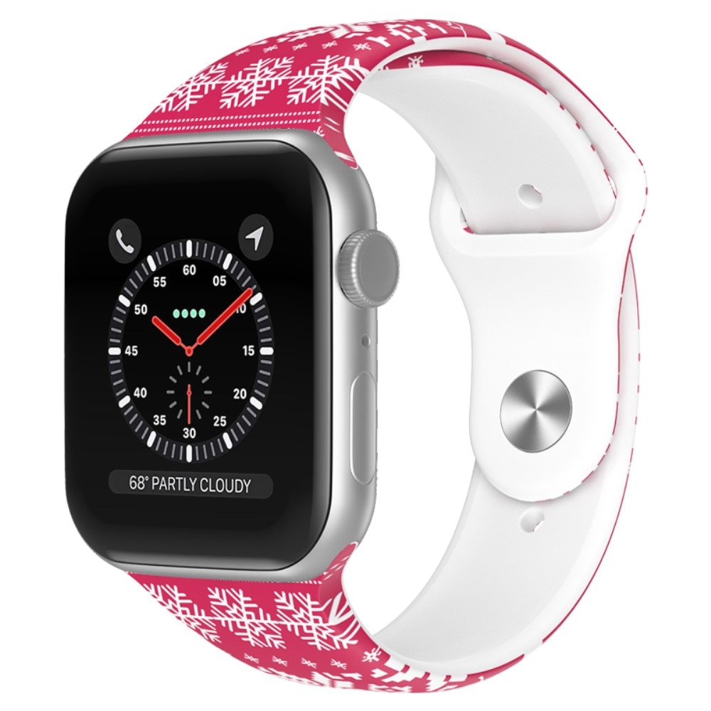 Cinturino in silicone con Motivo Natalizio per Apple Watch 45mm Series 9 fiocco di neve