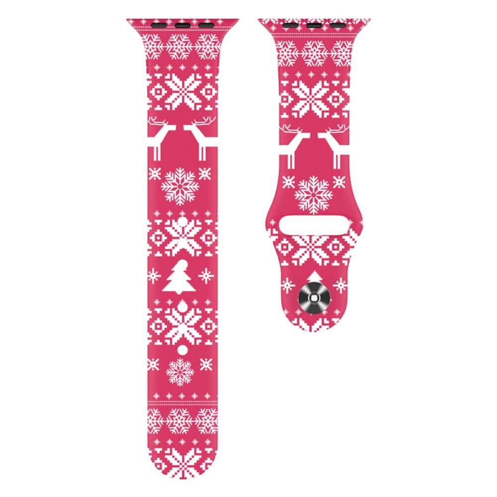 Cinturino in silicone con Motivo Natalizio per Apple Watch 45mm Series 9 fiocco di neve