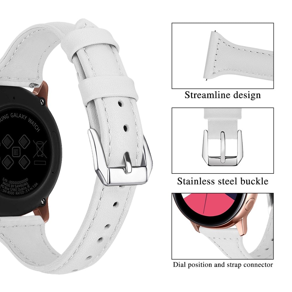 Cinturino sottile in pelle Samsung Galaxy Watch Active 2 40mm bianco