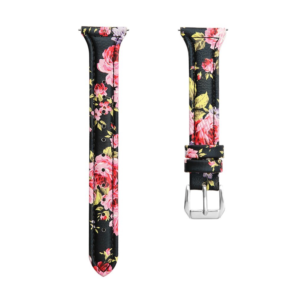 Cinturino sottile in pelle Samsung Galaxy Watch 42mm Fiori neri