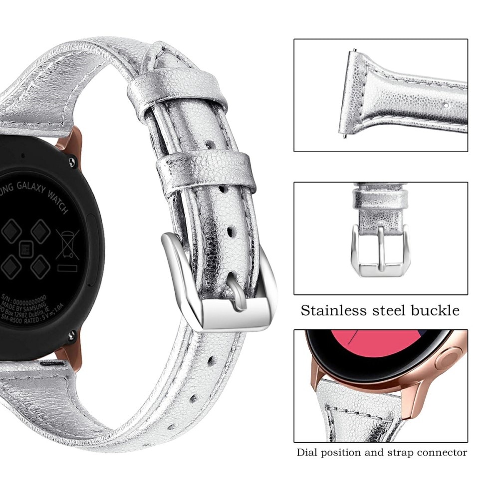 Cinturino sottile in pelle Samsung Galaxy Watch 4 44mm d'argento