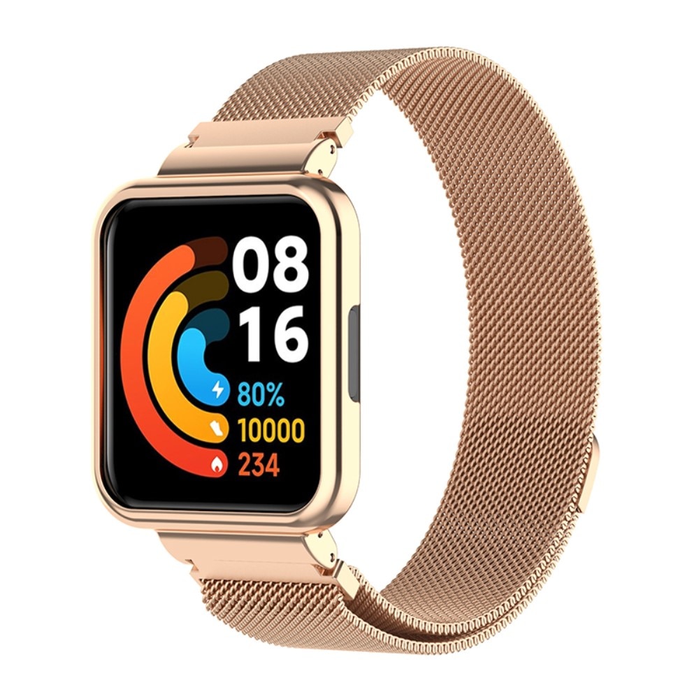 Cinturino con cover milanese per Xiaomi Redmi Watch 2 Lite, oro rosa