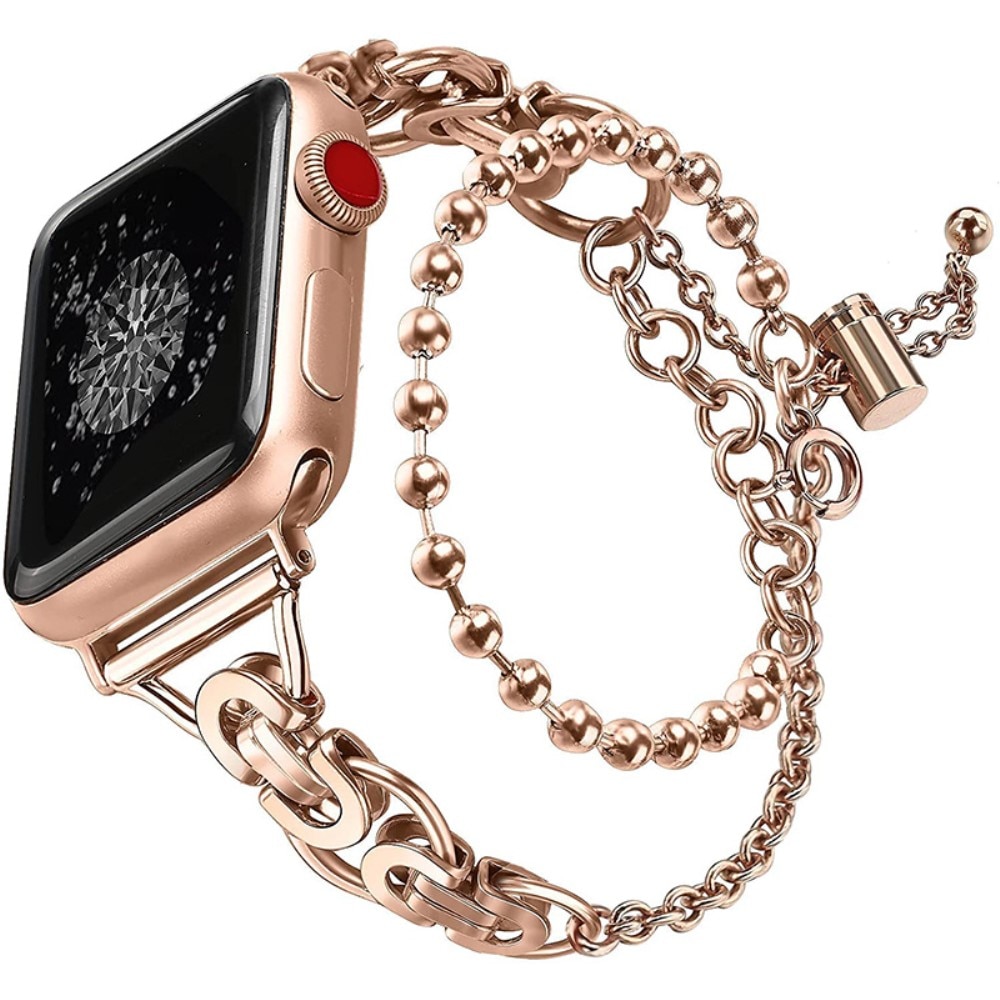 Cinturino in acciaio con perle Apple Watch 44mm oro rosa