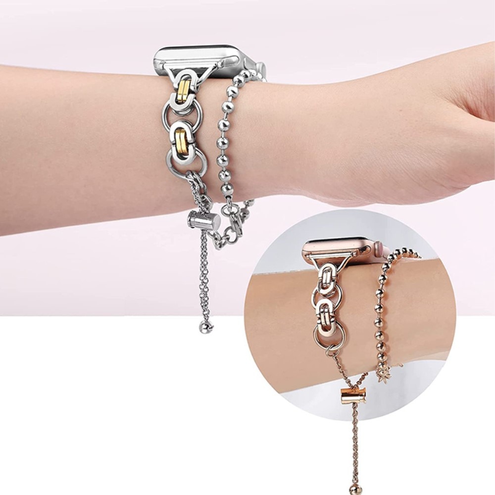 Cinturino in acciaio con perle Apple Watch 44mm oro rosa