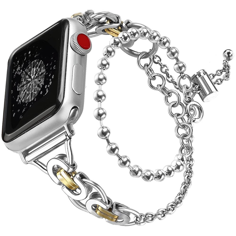 Cinturino in acciaio con perle Apple Watch Ultra 49mm d'argento/oro