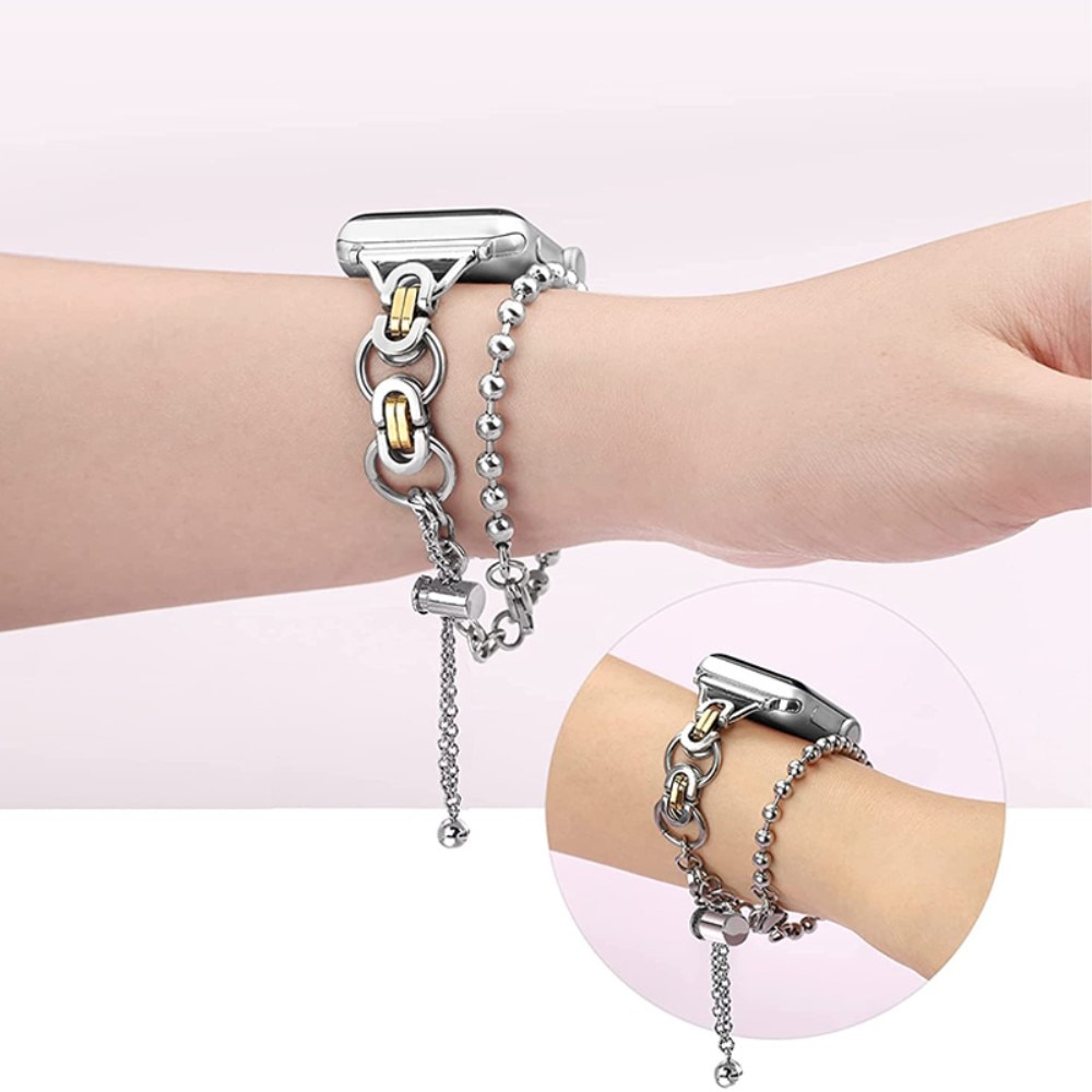 Cinturino in acciaio con perle Apple Watch Ultra 49mm d'argento/oro