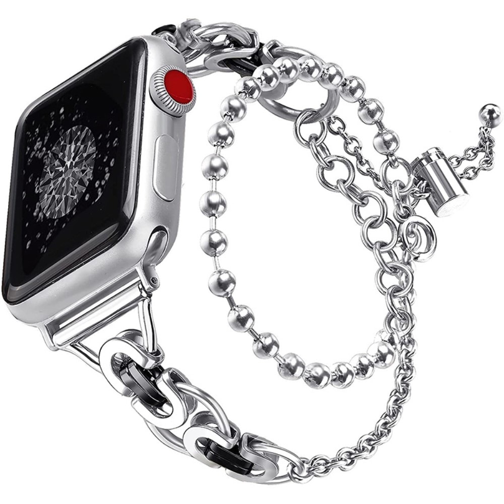 Cinturino in acciaio con perle Apple Watch 41mm Series 8 d'argento