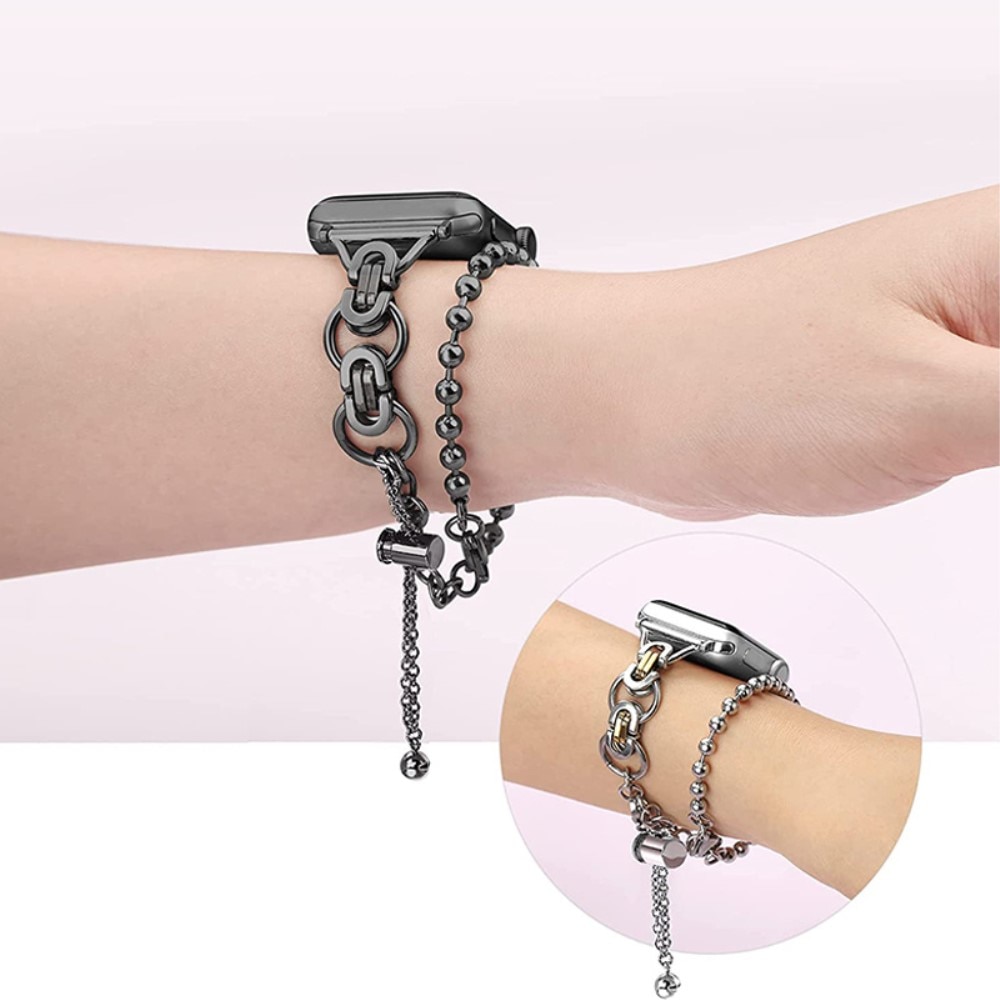 Cinturino in acciaio con perle Apple Watch 38mm nero