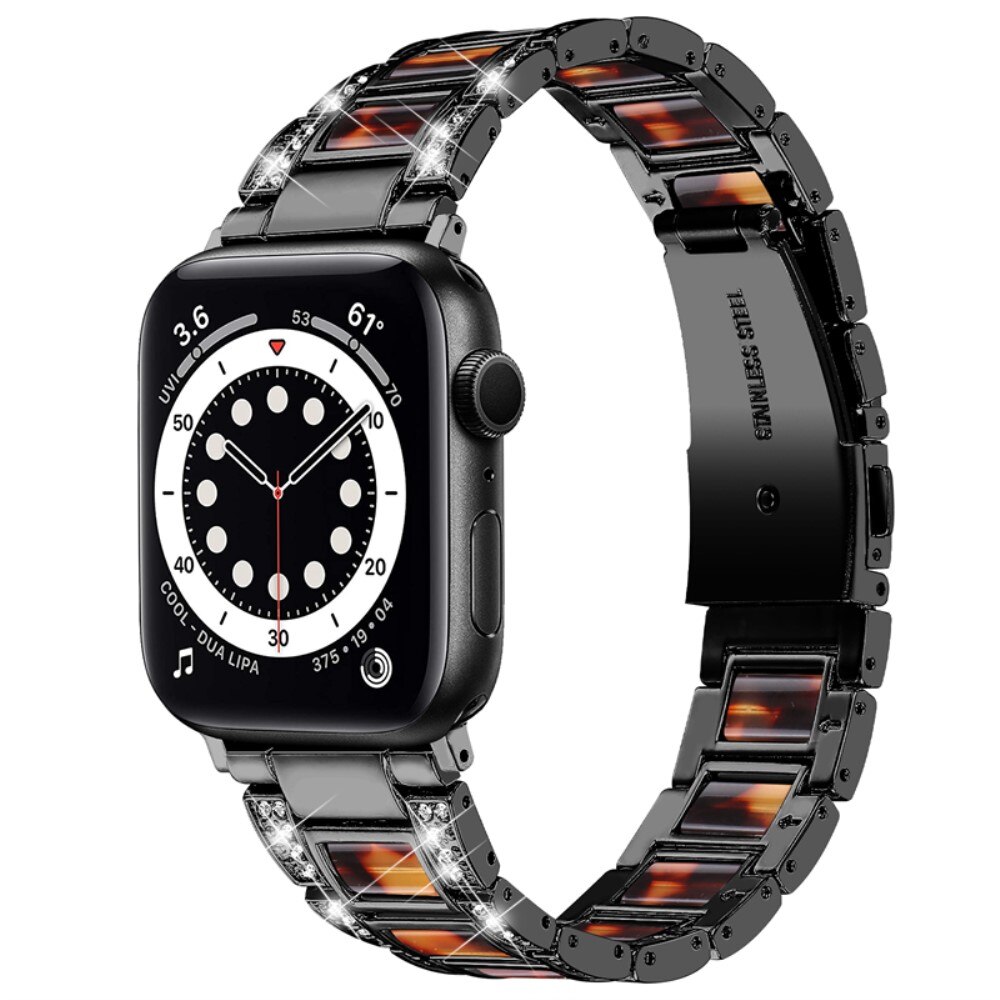 Cinturino di diamanti Apple Watch 45mm Series 7 Black Coffee