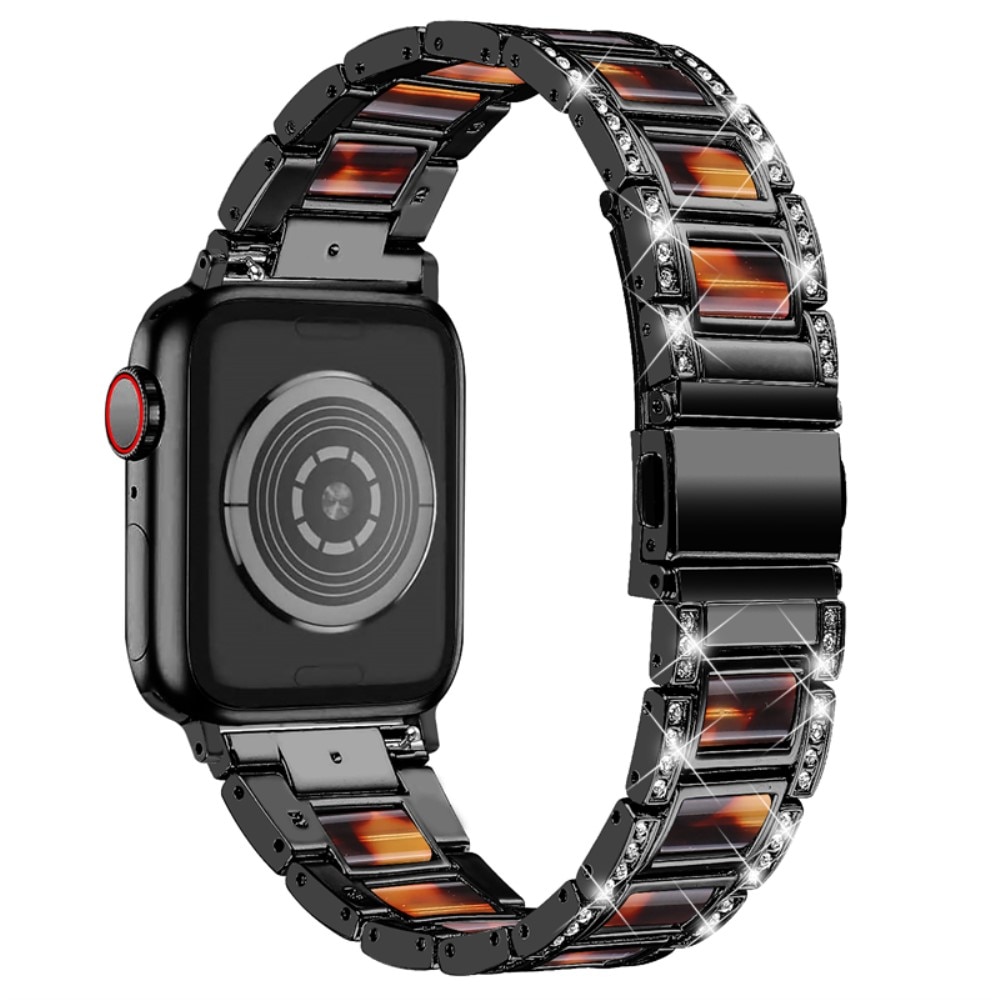 Cinturino di diamanti Apple Watch 45mm Series 7 Black Coffee