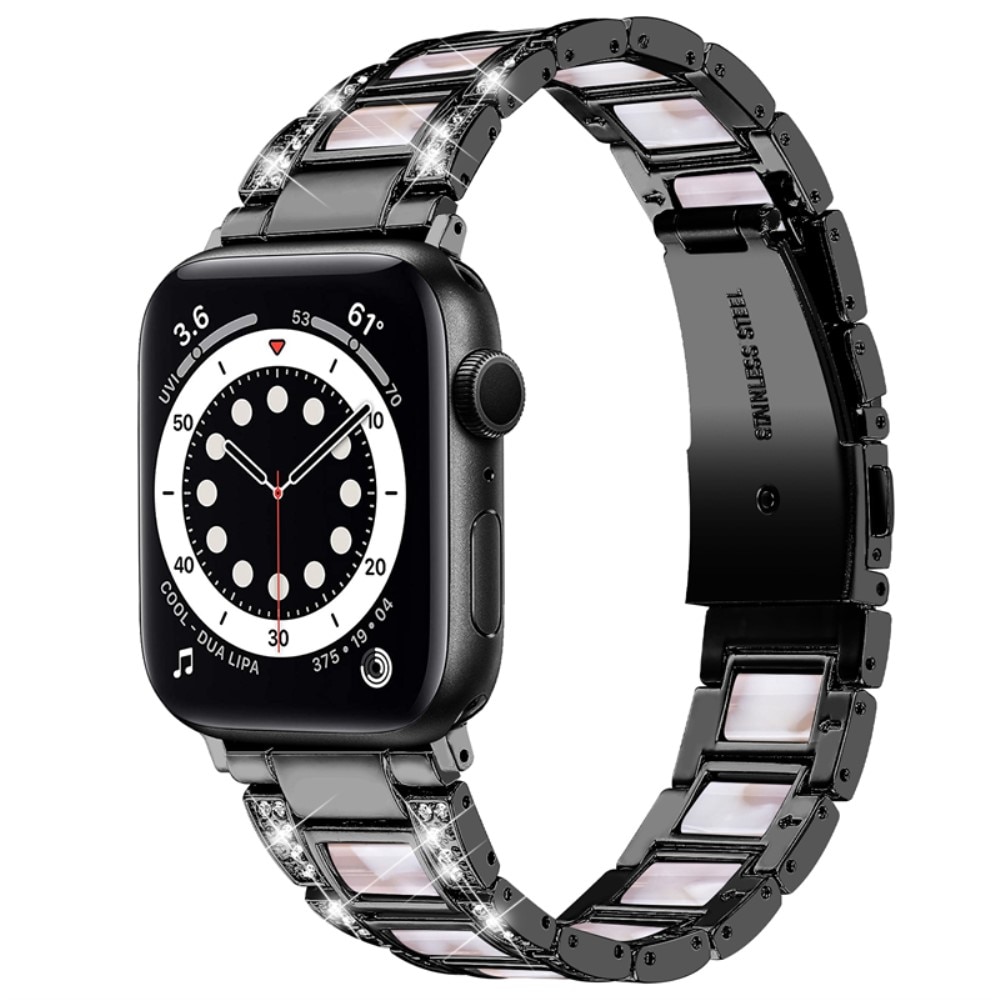 Cinturino di diamanti Apple Watch 45mm Series 8 Black Pearl