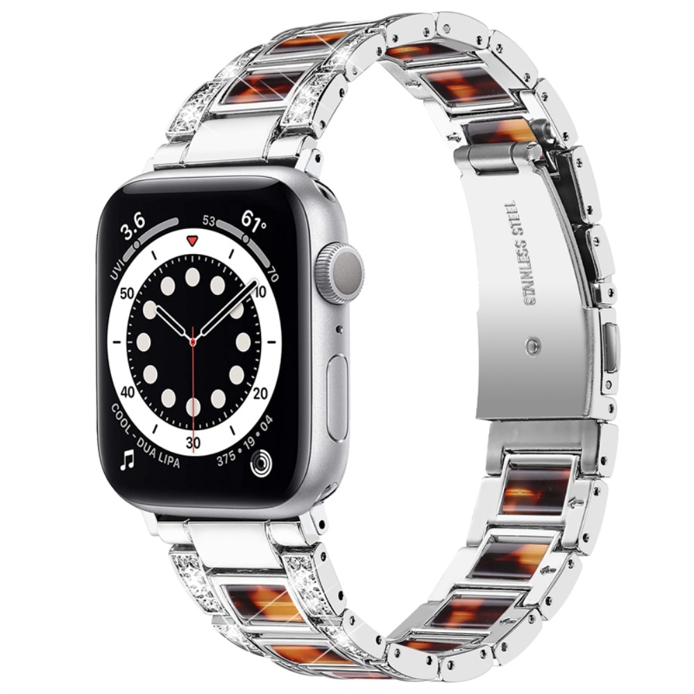 Cinturino di diamanti Apple Watch 44mm Silver Coffee