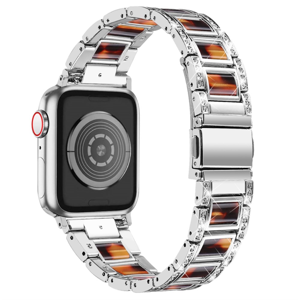 Cinturino di diamanti Apple Watch 44mm Silver Coffee