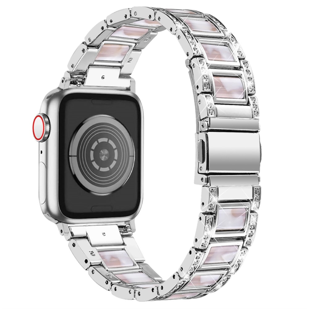 Cinturino di diamanti Apple Watch 41mm Series 7 Silver Pearl