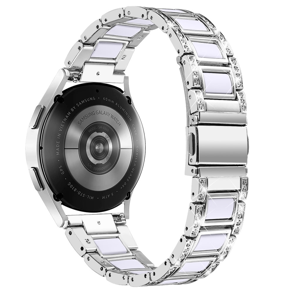 Cinturino di diamanti Samsung Galaxy Watch 5 Pro 45mm Silver Snow