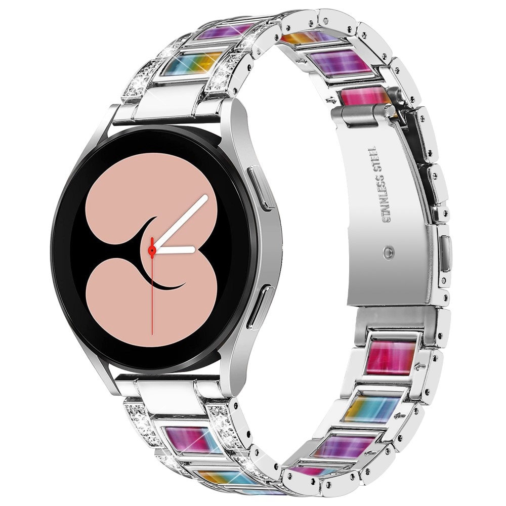 Cinturino di diamanti Samsung Galaxy Watch 4 40/42/44/46 Silver Rainbow
