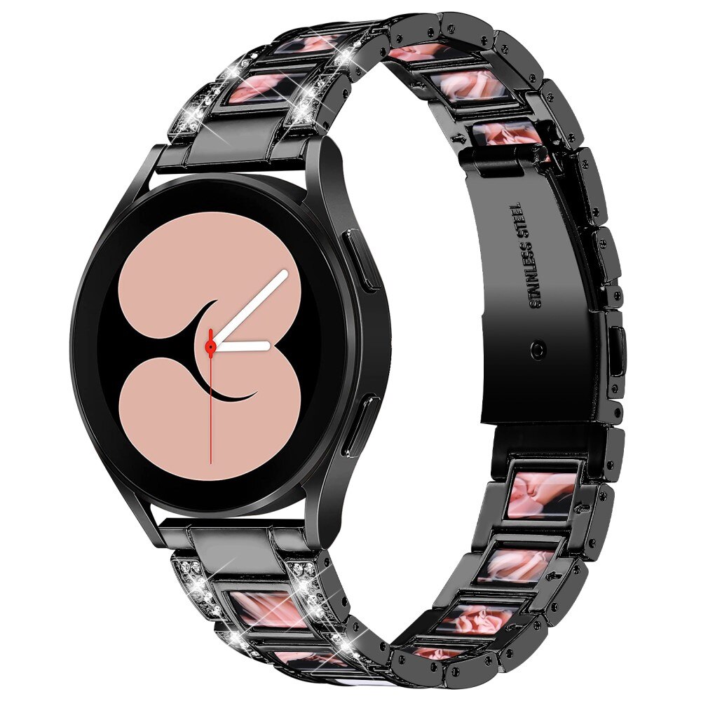 Cinturino di diamanti Samsung Galaxy Watch 4 40mm Fiori neri