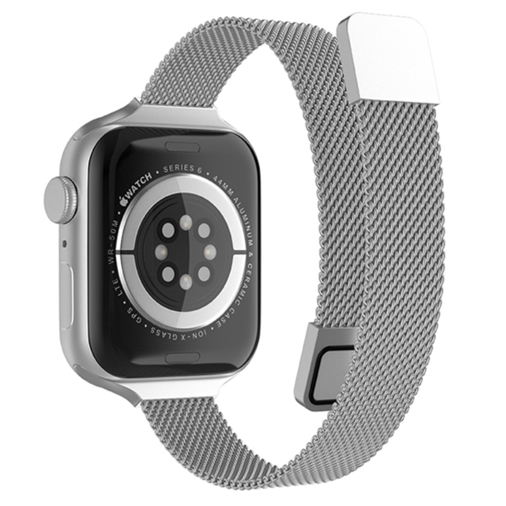 Cinturino sottile in maglia milanese Apple Watch 45mm Series 7 d'argento