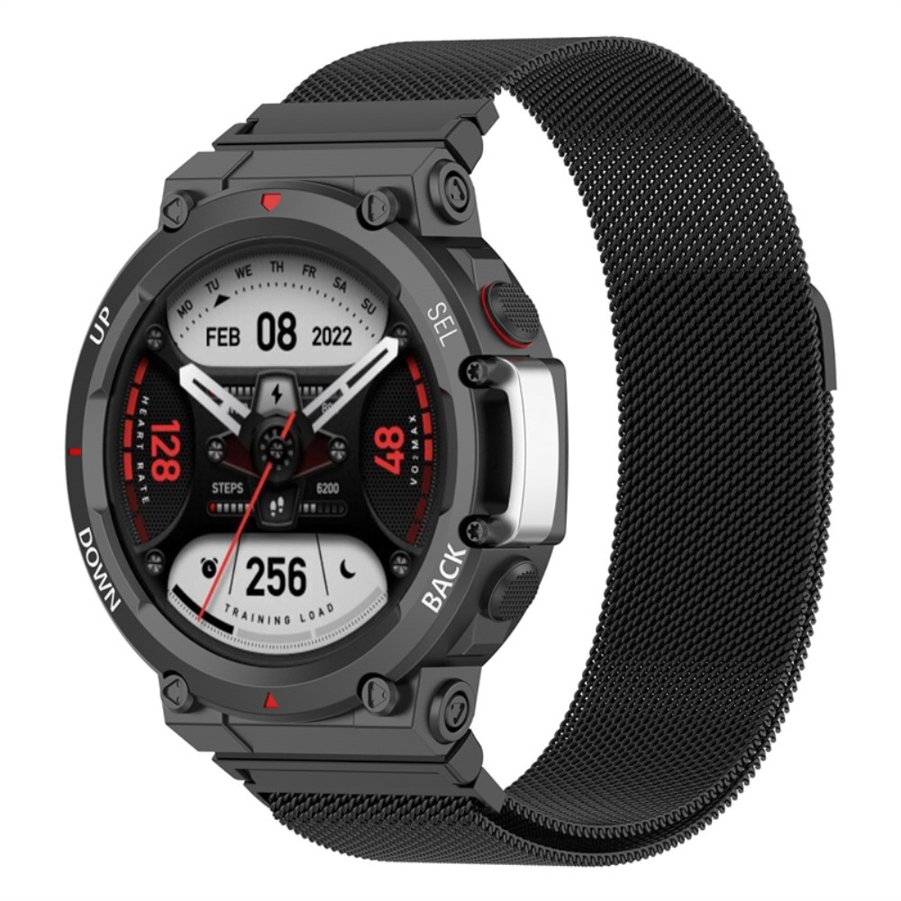 Cinturino in maglia milanese per Amazfit T-Rex 2, nero