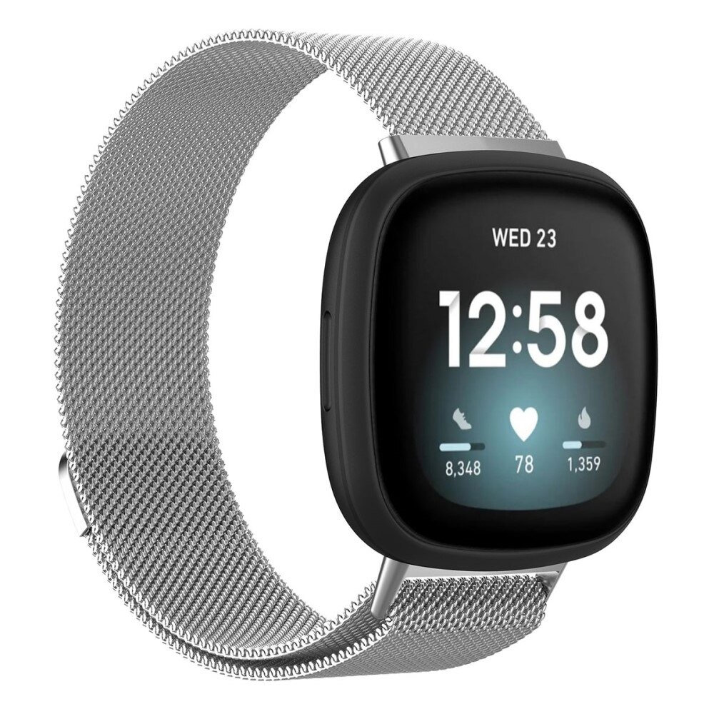 Cinturino in maglia milanese per Fitbit Sense 2, d'argento