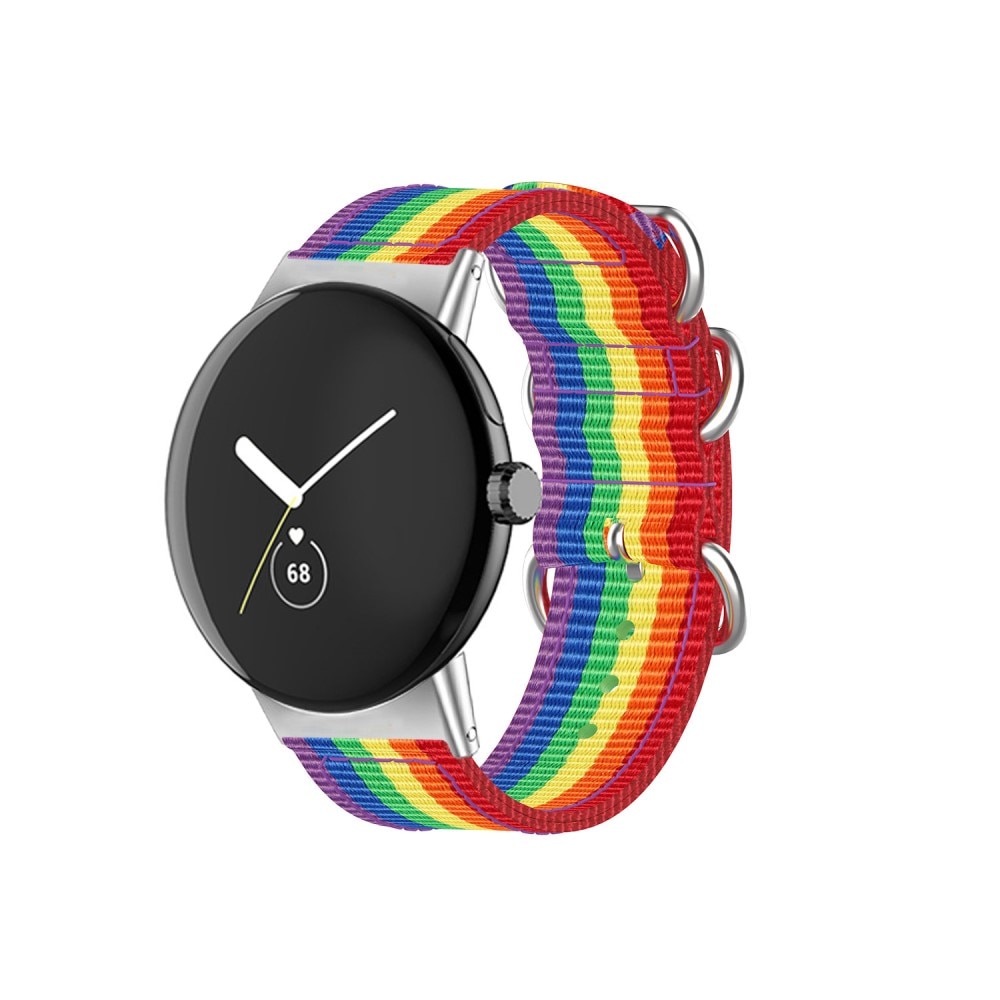 Cinturino in tessuto militare Google Pixel Watch arcobaleno