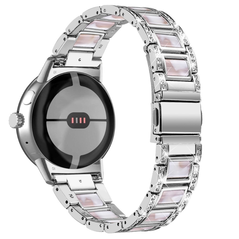 Cinturino di diamanti Google Pixel Watch 2 Silver Pearl