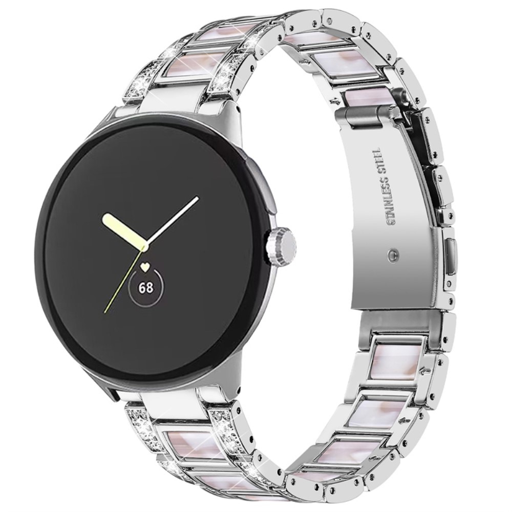 Cinturino di diamanti Google Pixel Watch 2 Silver Pearl