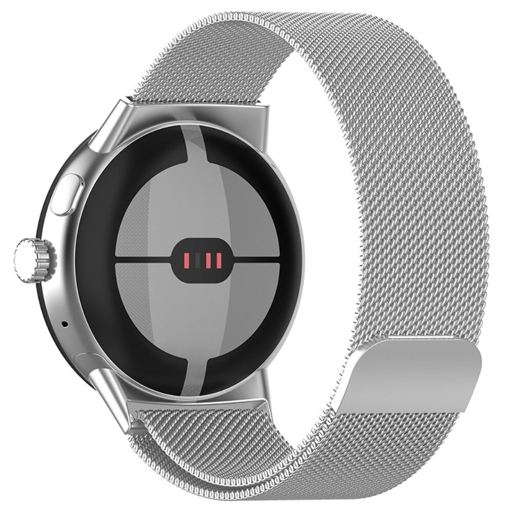 Cinturino in maglia milanese per Google Pixel Watch, d'argento