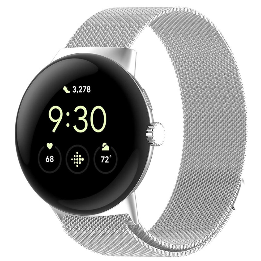 Cinturino in maglia milanese per Google Pixel Watch, d'argento