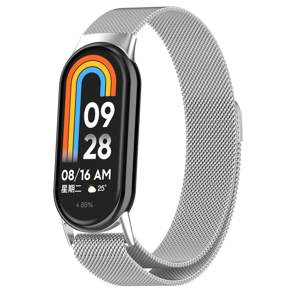 Cinturino in maglia milanese per Xiaomi Smart Band 8, d'argento