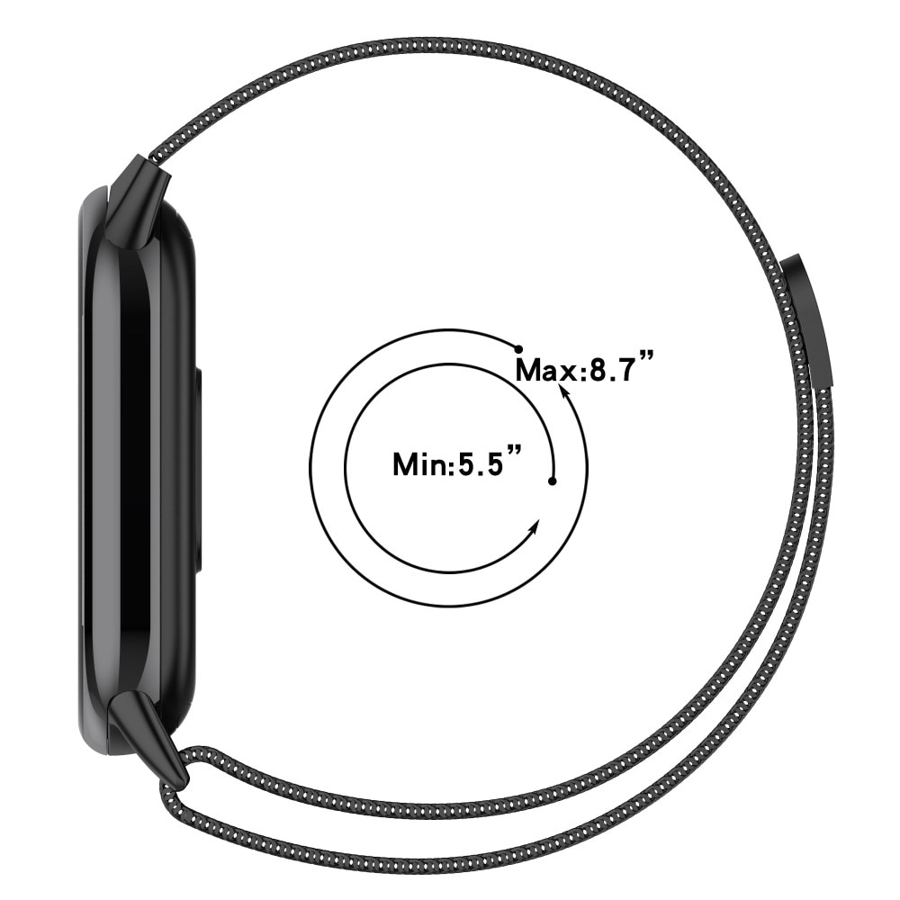 Cinturino in maglia milanese per Xiaomi Smart Band 8, d'argento
