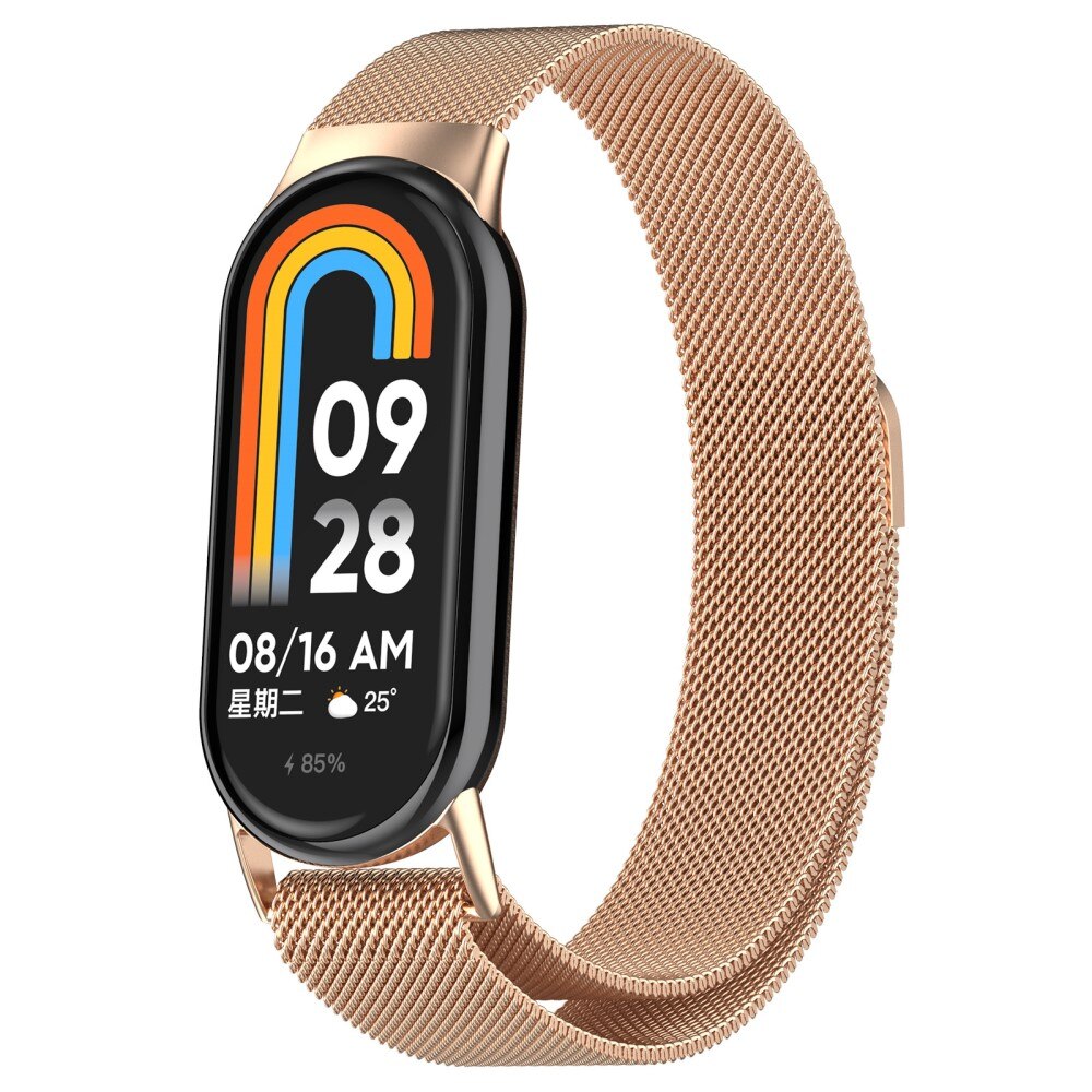 Cinturino in maglia milanese per Xiaomi Smart Band 8, oro rosa