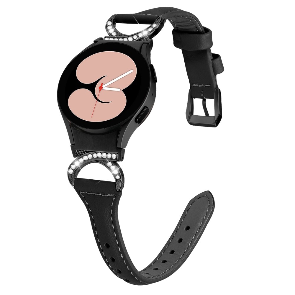 Cinturino in pelle Full fit Rhinestone Samsung Galaxy Watch 6 44mm nero