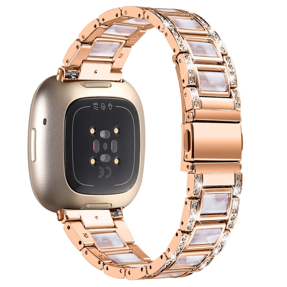 Cinturino di diamanti Fitbit Versa 4 Rosegold Pearl