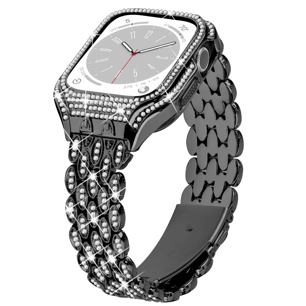 Cinturino in metallo con cover Rhinestone per Apple Watch 41mm, nero