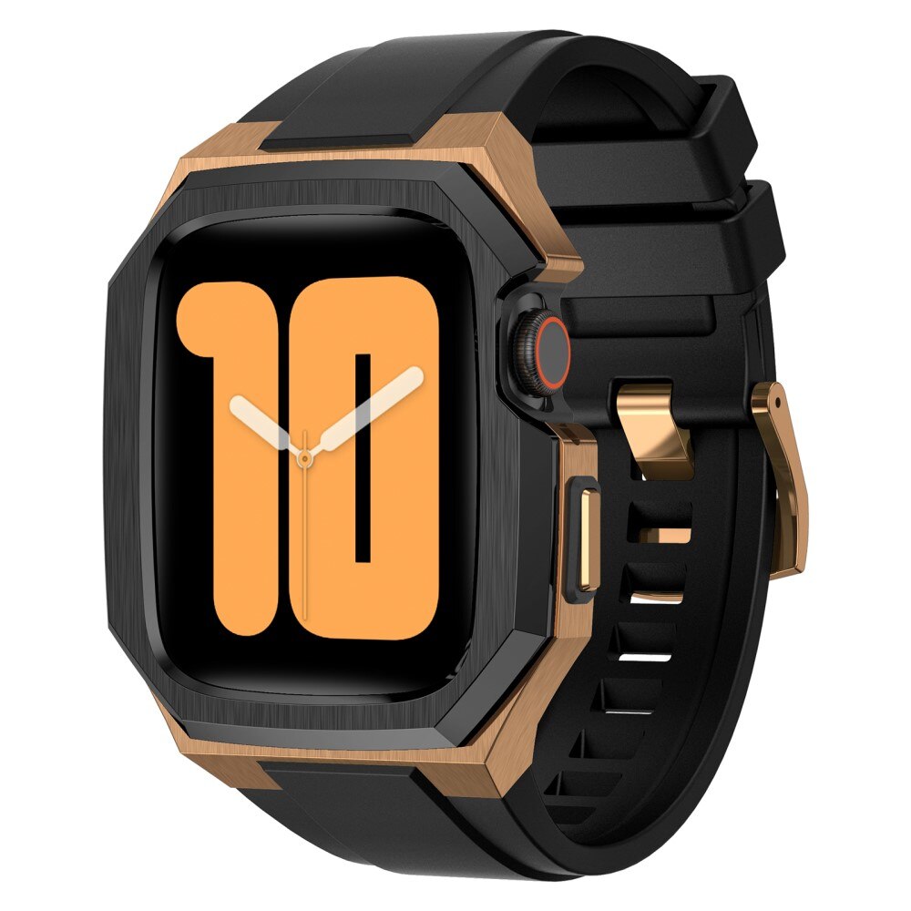 Cinturino con cover in acciaio inossidabile Apple Watch 45mm Series 9 nero/oro